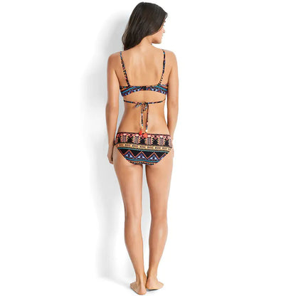 Women's Ethnic Print Cross Strap Bikini for Beach Party