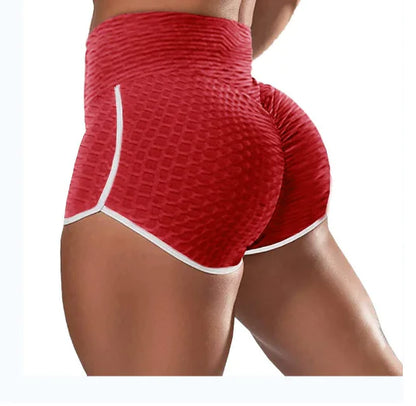 Women's Solid Jacquard Sports Yoga Shorts (Europe & USA)