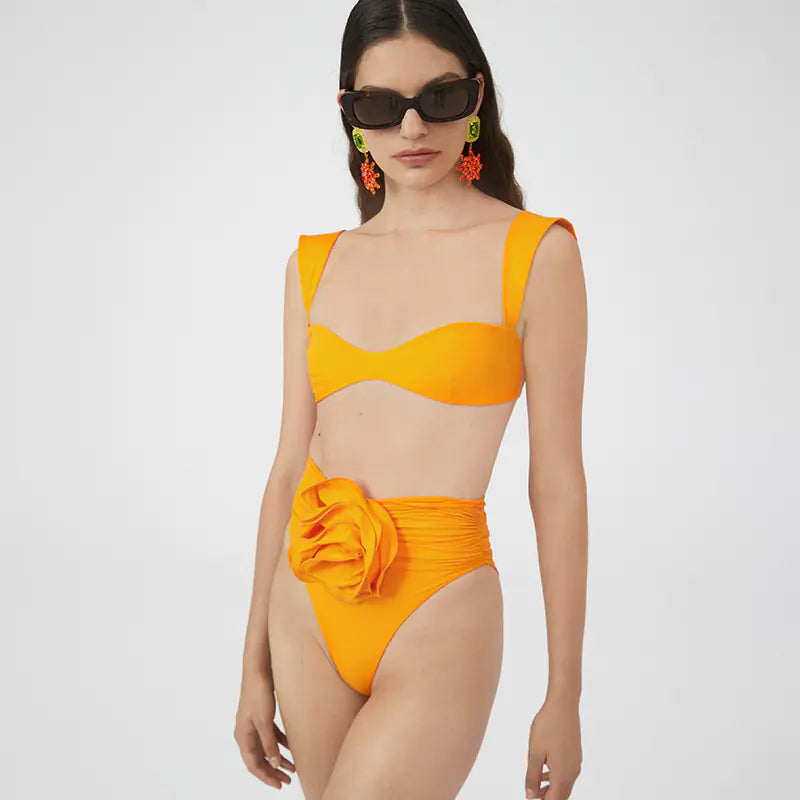 2023 New Women's High Waist Rose 3D Bikini Swimsuit