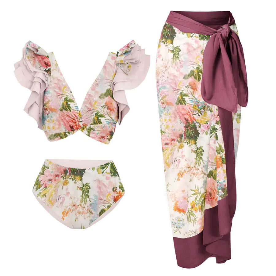 2024 Women's Sexy One-Shoulder Bikini Set with Embellishments