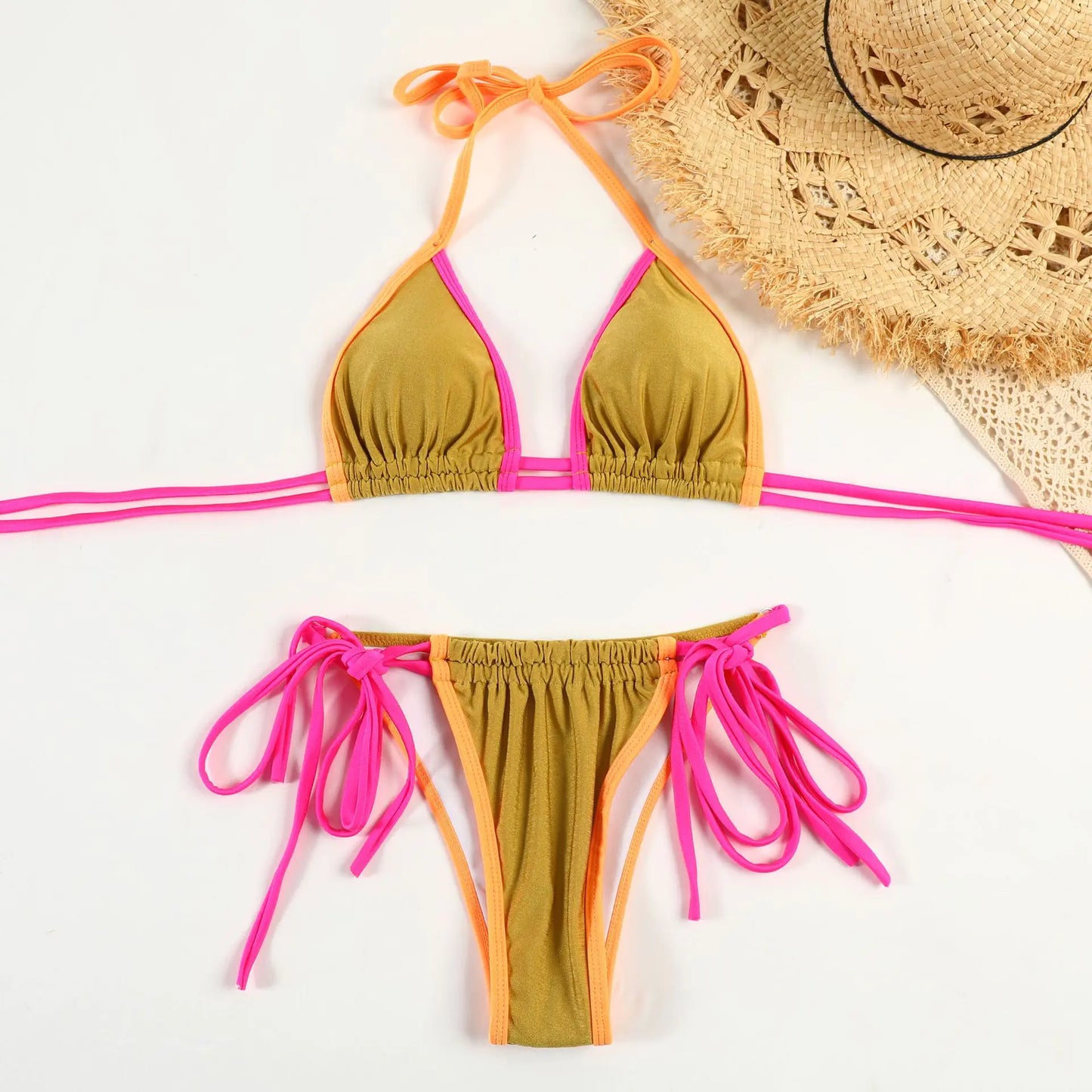 2023 Women's Sexy Floral Print Backless Bikini Set