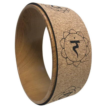 Cork Yoga Wheel with Wood Grain Print for Support