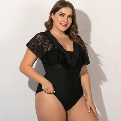 Plus Size Black One-Piece Swimsuit for Women