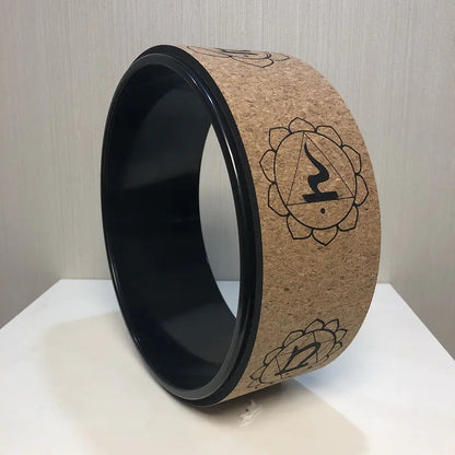 Cork Yoga Wheel with Wood Grain Print for Support
