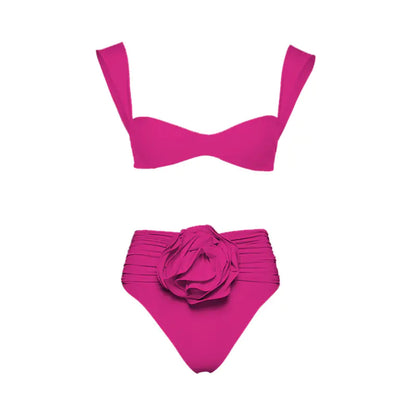 2023 New Women's High Waist Rose 3D Bikini Swimsuit