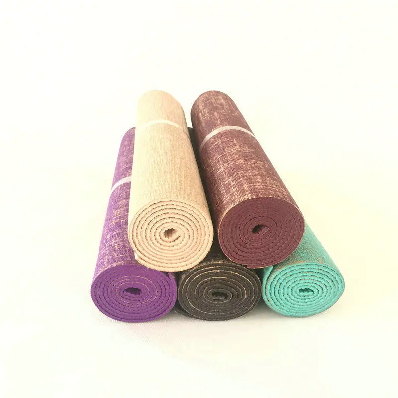 Jute Yoga Mat with PVC for Fitness and Studio Use