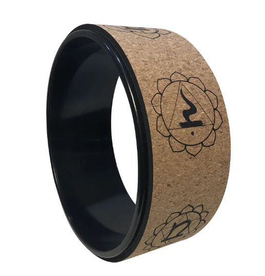 Cork Yoga Wheel with Wood Grain Print for Support