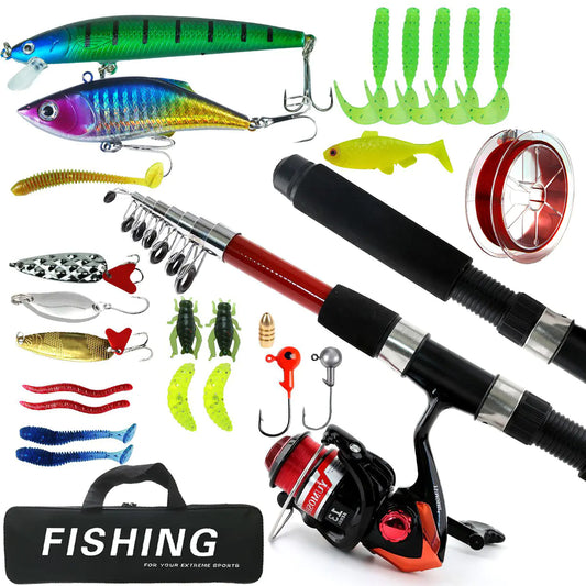ZURYP Fishing Gear Set with Rod, Lures, and Hooks