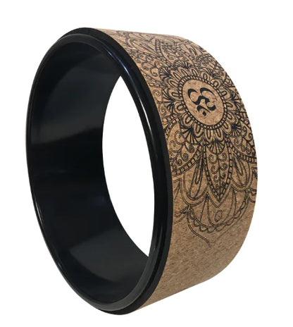 Cork Yoga Wheel with Wood Grain Print for Support