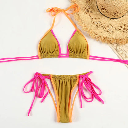 2023 Women's Sexy Floral Print Backless Bikini Set