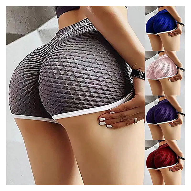 Women's Solid Jacquard Sports Yoga Shorts (Europe & USA)