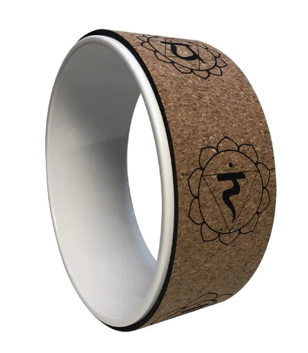 Cork Yoga Wheel with Wood Grain Print for Support